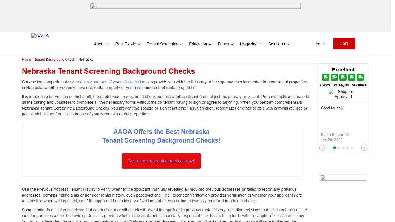 Nebraska Tenant Screening Background Checks