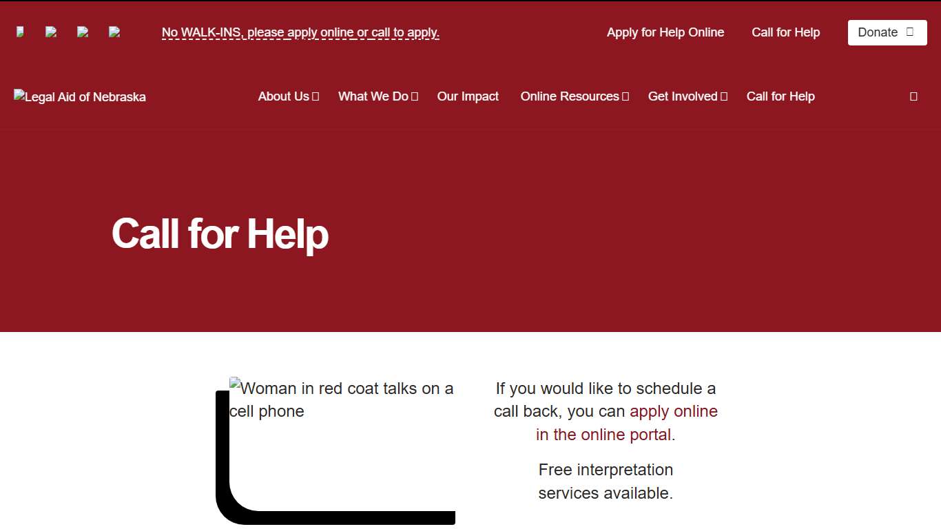 Call for Help : Legal Aid of Nebraska