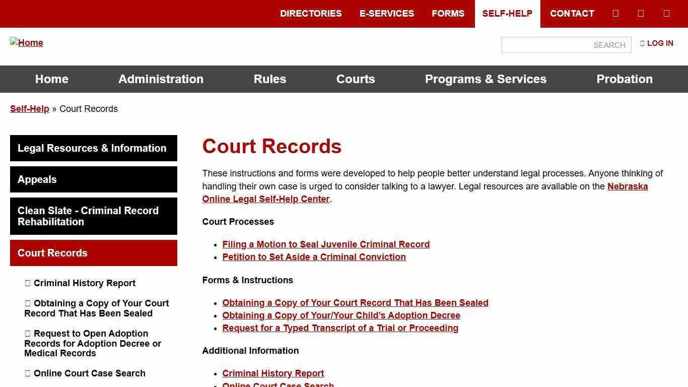 Court Records | Nebraska Judicial Branch